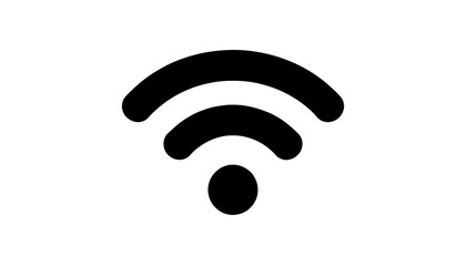 Minimalist black silhouette of Wi-Fi signal icon on white background