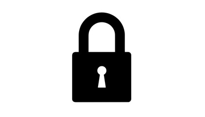 Minimalist black silhouette of a padlock with keyhole symbolizing security