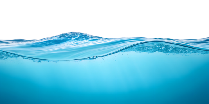 Ocean Water Waves Underwater on White, Beautiful Blue Waves for Water-Inspired Art, PNG Transparent