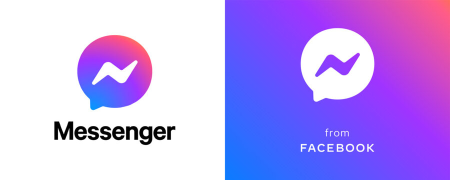 Facebook messenger logo, social media chat application icons of Meta social network. Facebook messenger logo in vector, isolated corporate sign. Warsaw, Poland - February 20, 2025