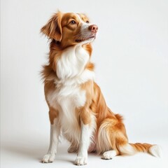 Proud dog sitting with graceful pose on clean background