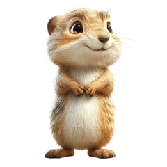 Obraz premium Cute cartoon character standing upright with a friendly smile isolated on transparent background, PNG