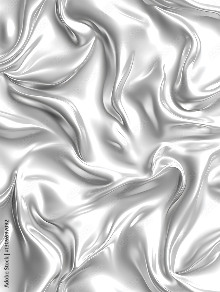 Poster elegant silver fabric texture with smooth draping and fluid motion