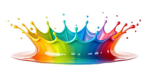 Dynamic Colorful Paint Splash on White, Bold and Beautiful Splash of Colors for Graphic Design, PNG Transparent