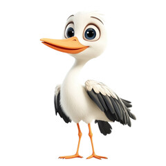 Obraz premium Stork character with big eyes and cheerful expression isolated on transparent background, PNG