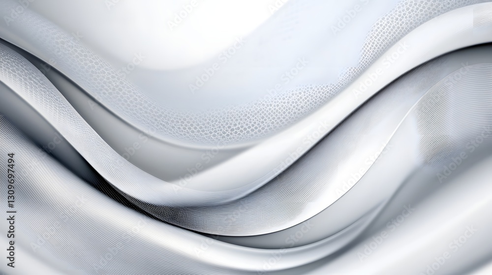 Poster delicate light curves and mesh textures in monochrome white abstract background