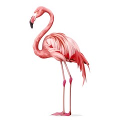 Fototapeta premium Graceful Pink Flamingo Standing Elegantly on One Leg