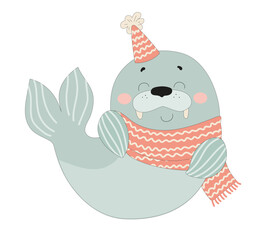 Seal with Party Hat and Scarf