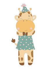 Happy Giraffe in Party Outfit