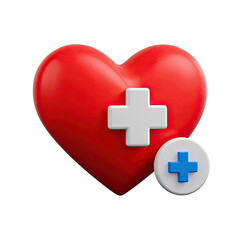 Obraz premium 3d Red Heart and Heartbeat Wave Icon Isolated on Transparent Background, Generative AI