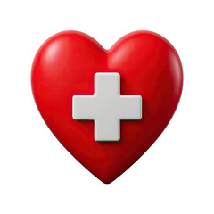 Obraz premium 3d Red Heart and Heartbeat Wave Icon Isolated on Transparent Background, Generative AI