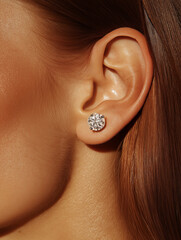 Fototapeta premium model closeup profile wearing diamond earring