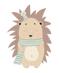 Hedgehog with Scarf and Hat