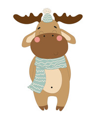 Obraz premium Moose in Scarf and Party Hat
