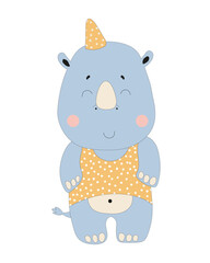 Cute Rhino in Dotted Outfit