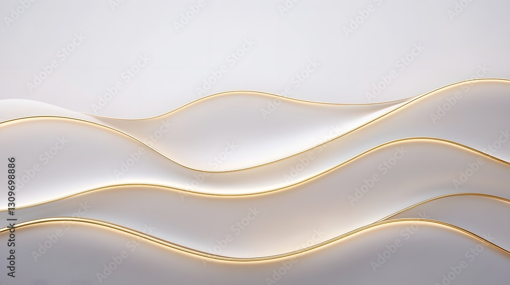 Poster elegant abstract golden wave pattern on soft white background