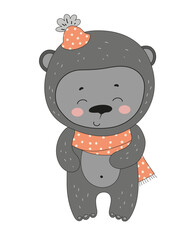 Bear in Party Hat Illustration