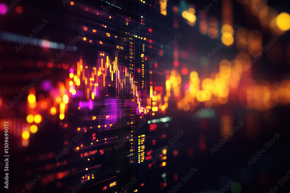 Aufkleber dynamic holographic interface displaying vibrant data visualization with colorful graphs and pattern