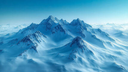 Obraz premium A breathtaking snowy landscape with towering mountains under a crisp winter sky, evoking serenity and adventure