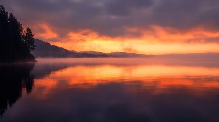 Fototapeta premium Spectacular Sunrise Over Hood Canal