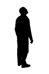 silhouette of  back side view of a man looking up