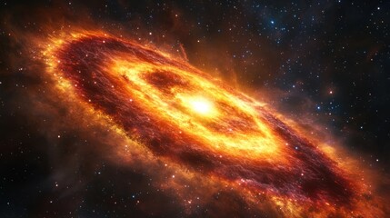 Obraz premium Fiery Cosmic Nebula: A Celestial Inferno