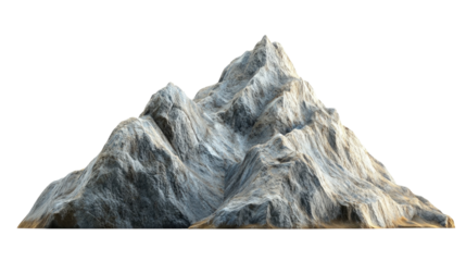 Mountains with rugged terrain and snowcapped peaks isolated on transparent background, PNG