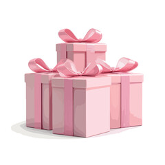 Three Pink Gift Box with Ribbon 3D Render Icon