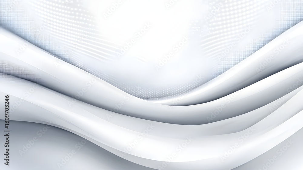 Poster elegant white wave pattern with subtle dotted textures, futuristic abstract digital background