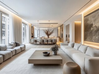 Fototapeta premium A modern spacious living area showcasing interior design features