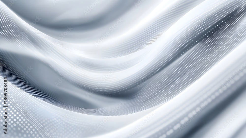 Poster elegant futuristic abstract white wave pattern with dotted textures