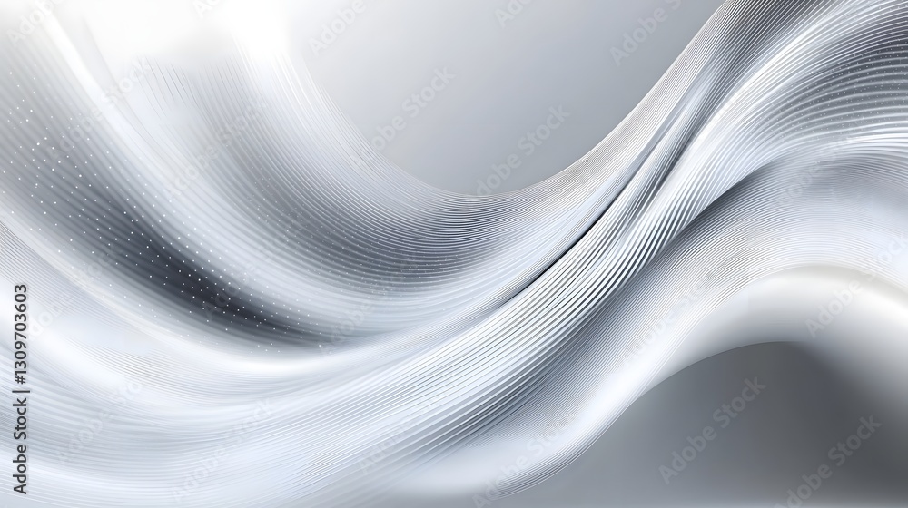 Poster flowing white abstract curves and gradient waves in minimalist design