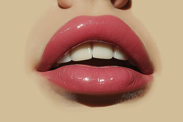 close up of young woman lips