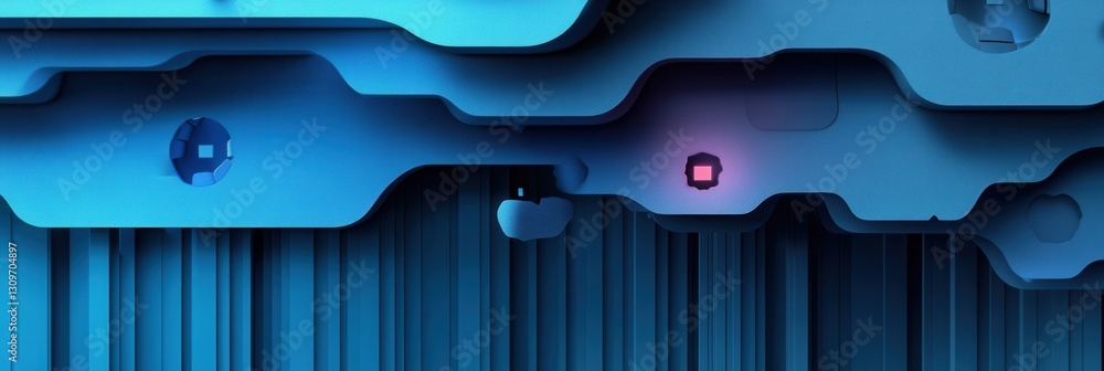 Aufkleber Modern paper art background depicting the transition of layered cut outs into pixelated forms reflecting digital democracys evolution Generative AI