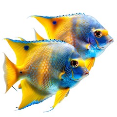 Naklejka premium Colorful Tropical Fish Swimming in a Coral Reef Environment