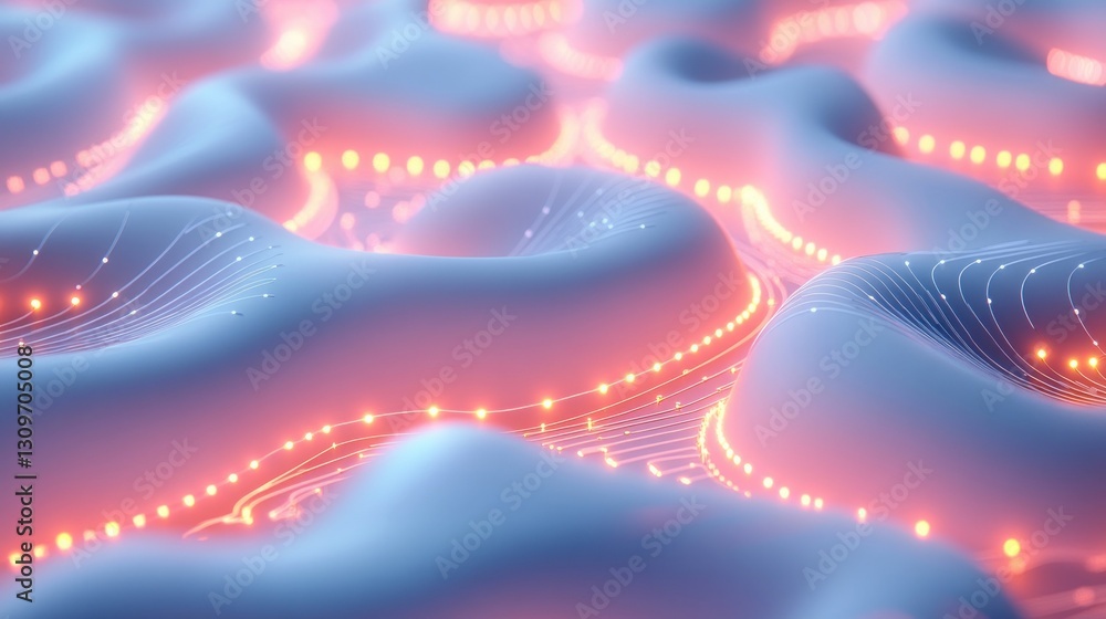 Poster background with winding neon glowing circuits interwoven in a pattern wallpaper ai generated image