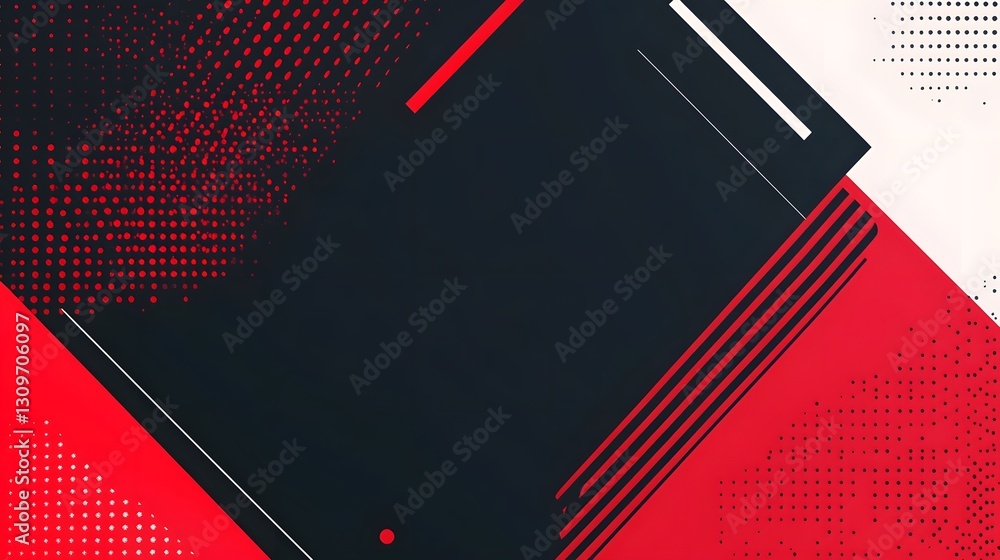 Poster halftone gradient pattern in contrasting red and black tones - minimalist tech aesthetic digital