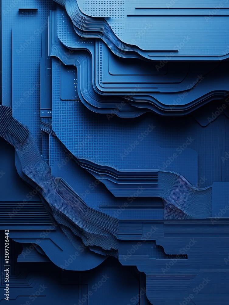 Poster Modern paper art background showcases abstract layered cut outs transforming into pixelated shapes with a futuristic aesthetic Generative AI