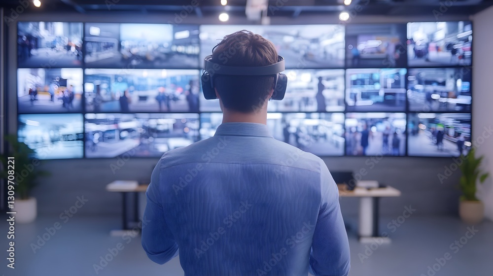 Aufkleber professional navigating interactive augmented reality workspace in sleek office environment