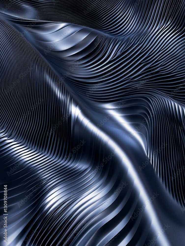 Aufkleber Dynamic 3D background with layered wave like structures representing political discourse in navy and silver tones Generative AI