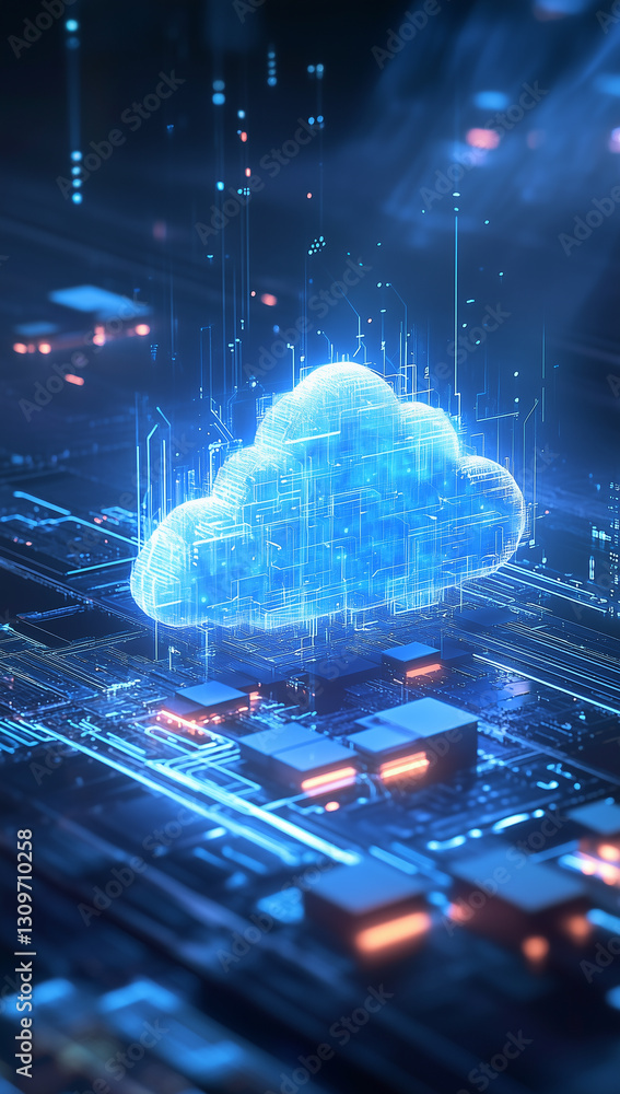 Poster cloud computing digital information and cyberspace background
