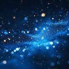 Obraz premium Sparkling Blue Cosmic Dust Nebula Abstract Art