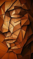 Obraz premium Stunning Abstract Geometric Portrait in Warm Brown Tones Showcasing Intricate Triangular Designs