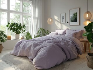 A comfortable bedroom features a bed and natural lighting from window