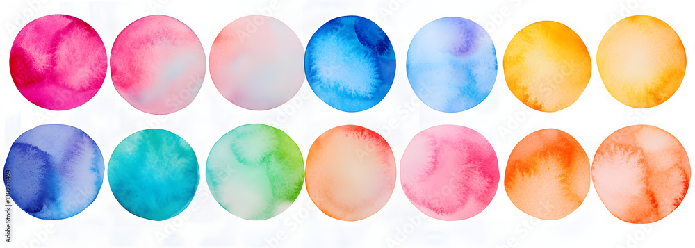 Poster watercolor circle with many color set bundle. generative ai