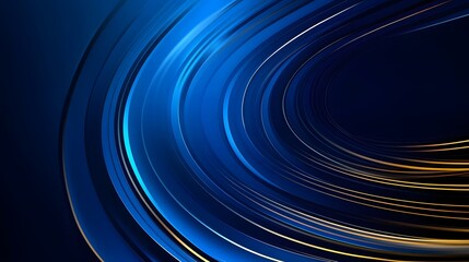 Cyber-inspired Glowing Neon Blue and Golden Curves Abstract Background