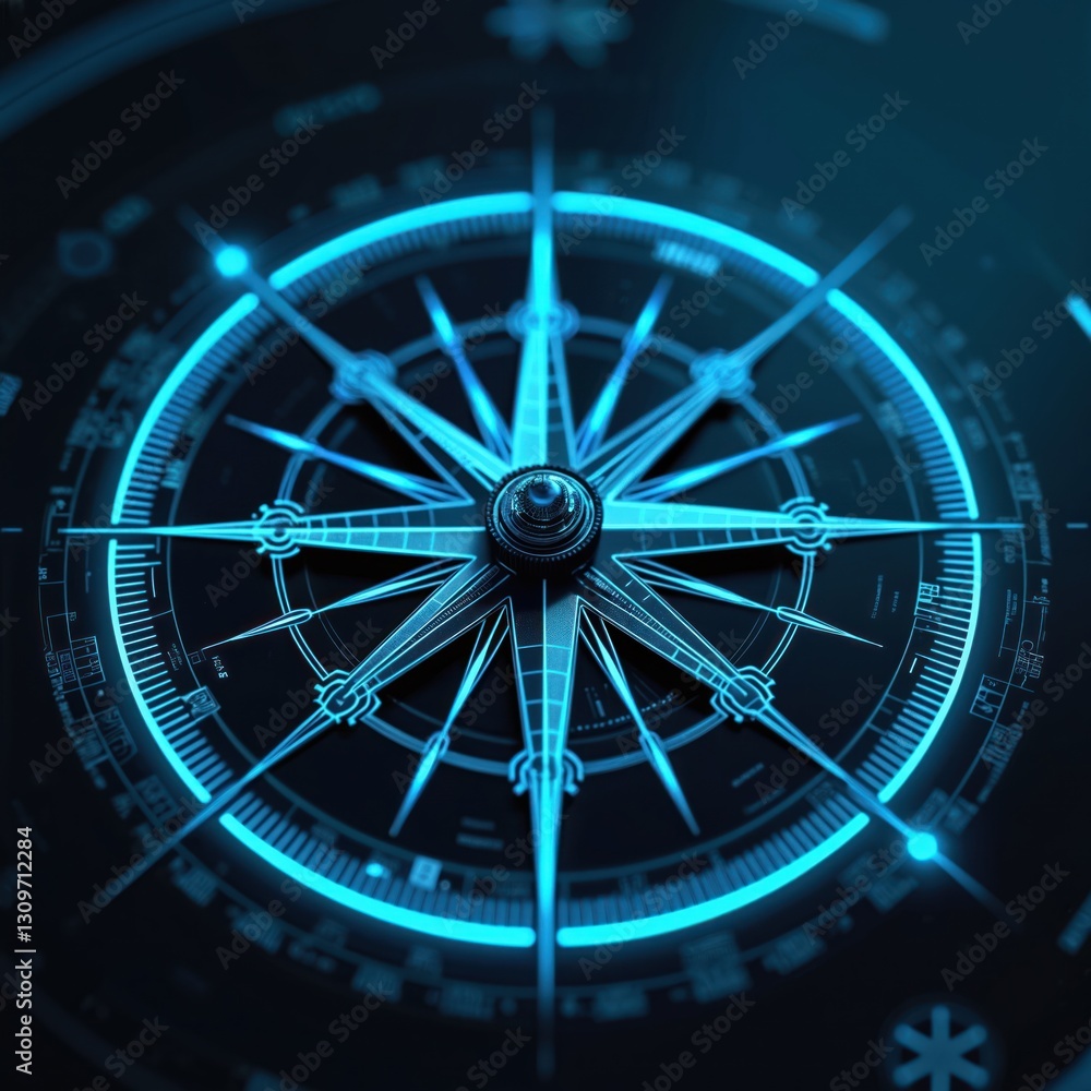 Aufkleber high-tech compass navigation system with futuristic interface. ideal for tech wallpaper, background.
