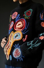 Colorful Embroidered Sweater for Fashionable Wear
