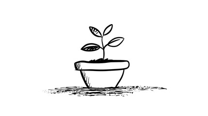 Simple Hand-Drawn Plant in a Pot: A Sketch of Growth and New Beginnings