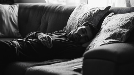 Man sleeping on couch during counseling session